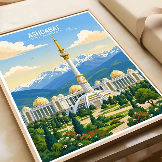 Ashgabat - Turkmenistan - Travel Poster Vintage Style Wall Art Print - Art Print - Travel Art Poster