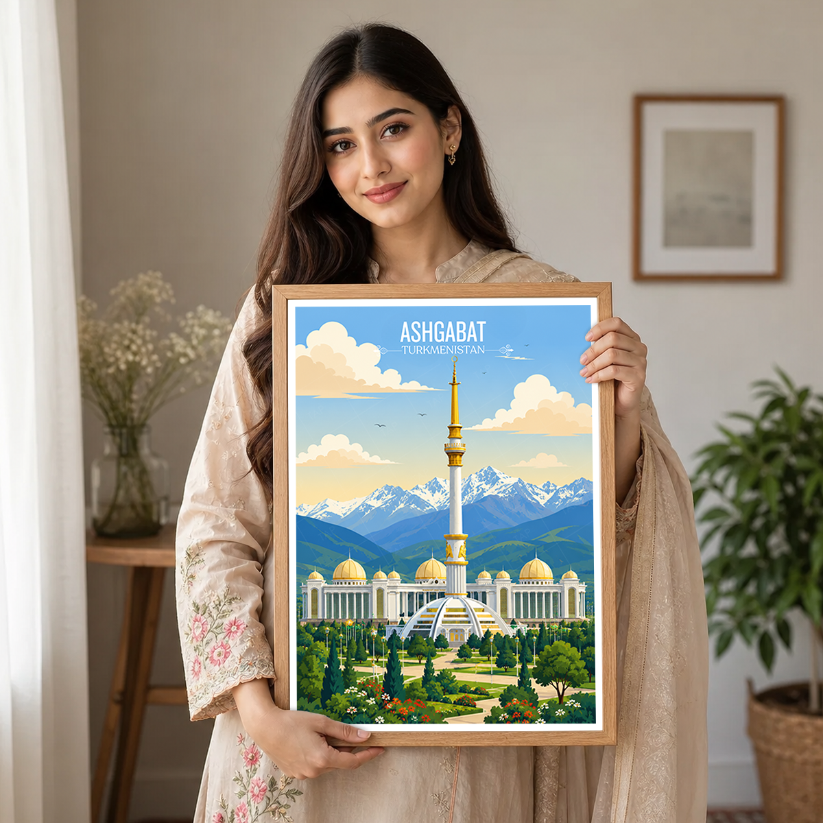 Ashgabat - Turkmenistan - Travel Poster Vintage Style Wall Art Print