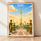 Ashgabat - Turkmenistan - Travel Poster Vintage Style Wall Art Print