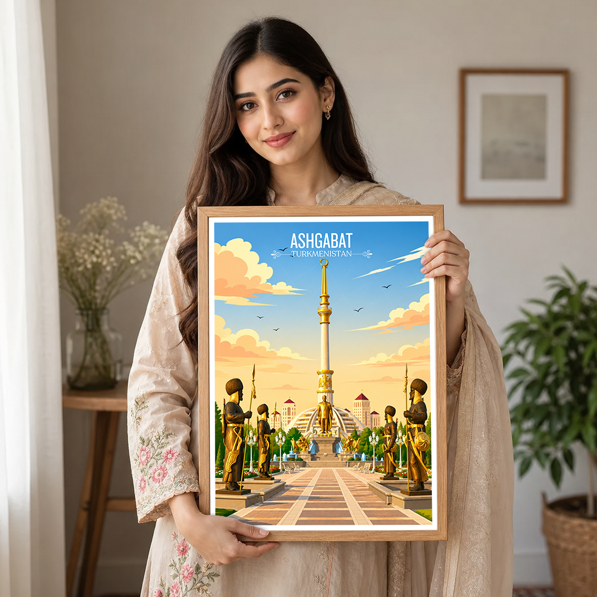Ashgabat - Turkmenistan - Travel Poster Vintage Style Wall Art Print