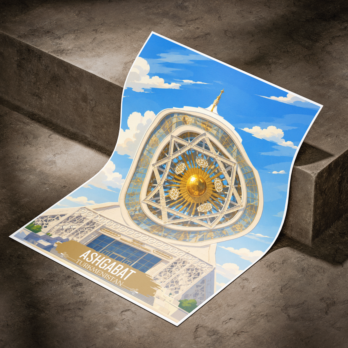 Ashgabat - Turkmenistan - Travel Poster Vintage Style Wall Art Print