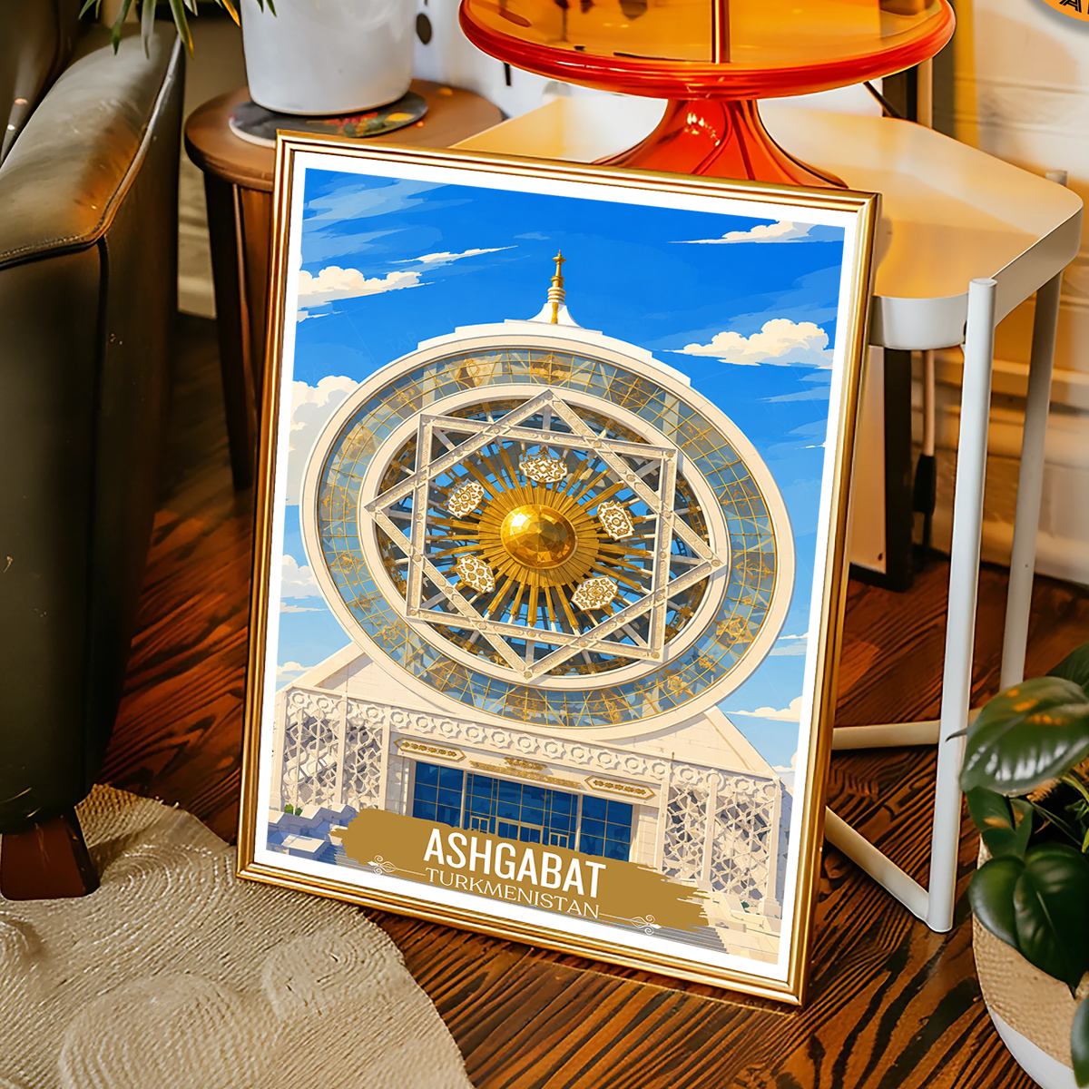 Ashgabat - Turkmenistan - Travel Poster Vintage Style Wall Art Print