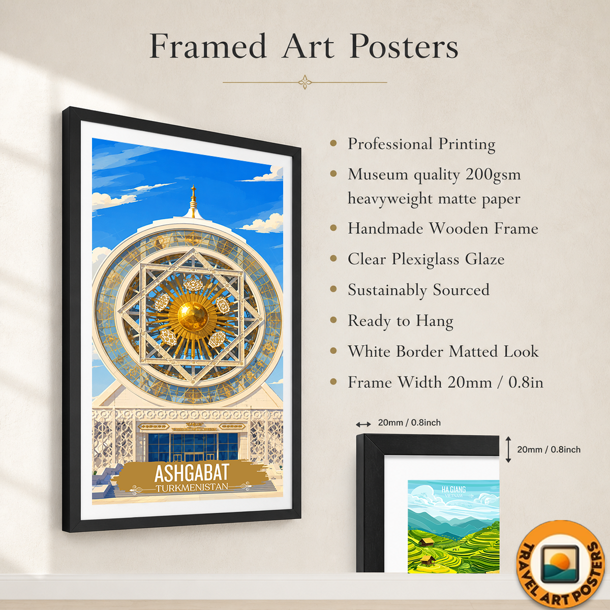 Ashgabat - Turkmenistan - Travel Poster Vintage Style Wall Art Print