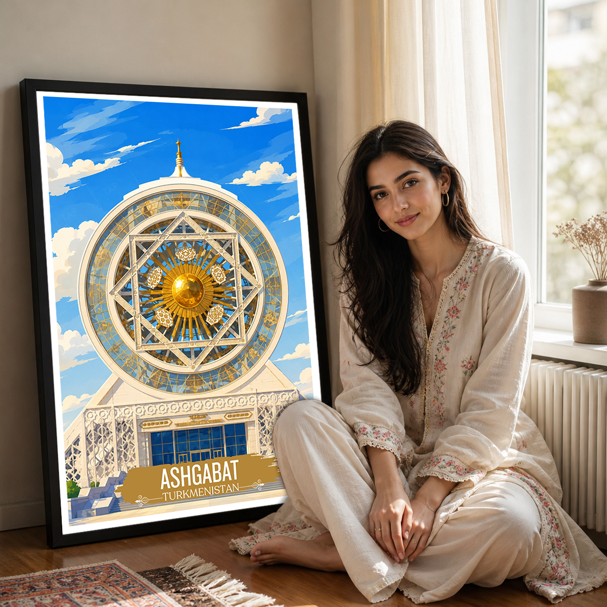 Ashgabat - Turkmenistan - Travel Poster Vintage Style Wall Art Print
