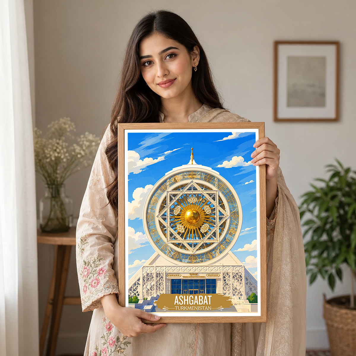 Ashgabat - Turkmenistan - Travel Poster Vintage Style Wall Art Print