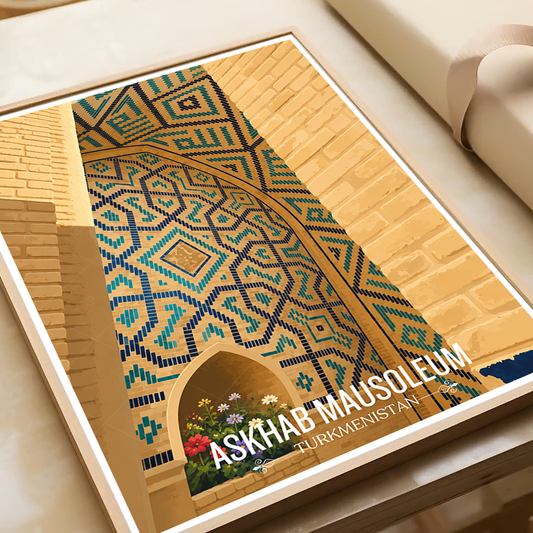 Askhab Masusoleum - Turkmenistan - Travel Poster Vintage Style Wall Art Print - Art Print - Travel Art Poster