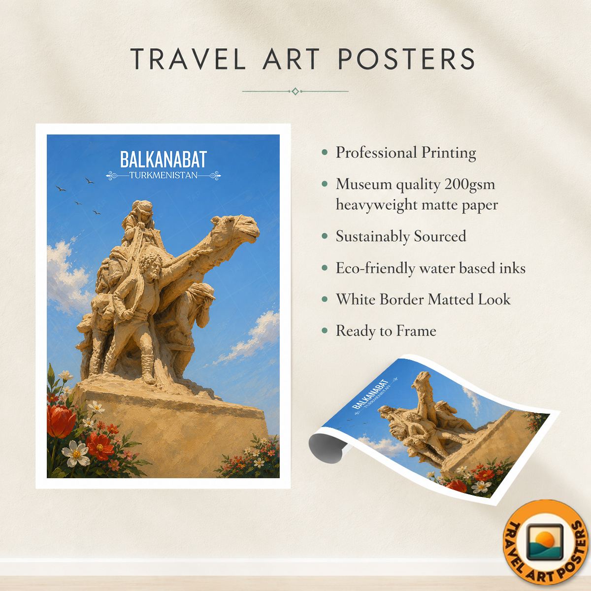 Balkanabat - Turkmenistan - Travel Poster Vintage Style Wall Art Print