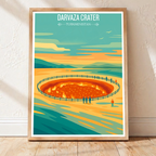 Darvaza Crater - Turkmenistan - Travel Poster Vintage Style Wall Art Print