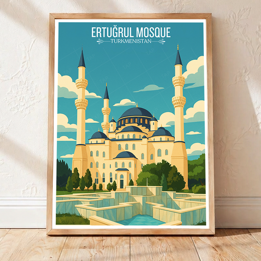 Ertugrul Mosque - Turkmenistan - Travel Poster Vintage Style Wall Art Print - Art Print - Travel Art Poster