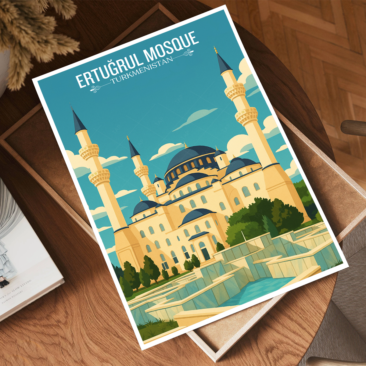 Ertugrul Mosque - Turkmenistan - Travel Poster Vintage Style Wall Art Print