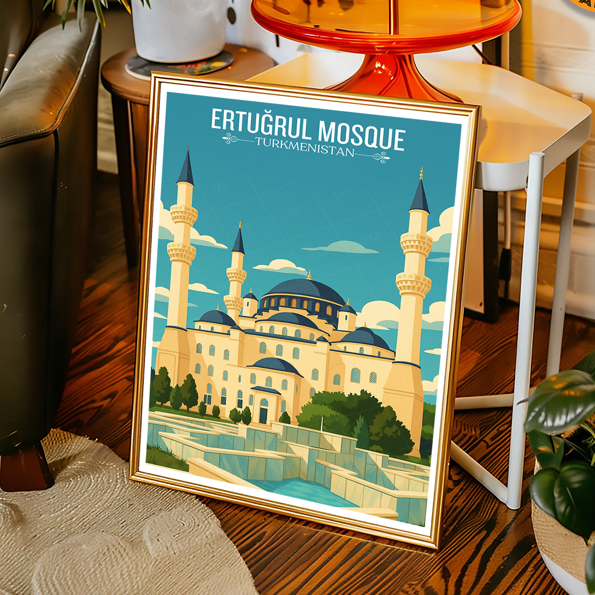 Ertugrul Mosque - Turkmenistan - Travel Poster Vintage Style Wall Art Print
