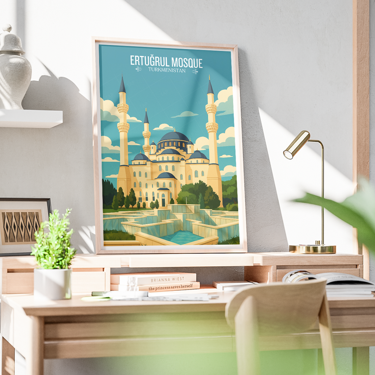 Ertugrul Mosque - Turkmenistan - Travel Poster Vintage Style Wall Art Print