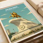 Golden Horse - Turkmenistan - Travel Poster Vintage Style Wall Art Print