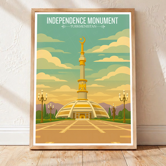 Independence Monument - Turkmenistan - Travel Poster Vintage Style Wall Art Print - Art Print - Travel Art Poster