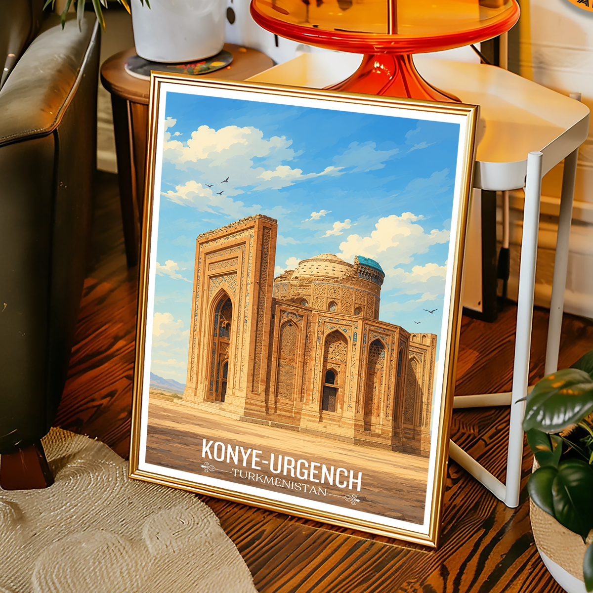 Konye-Urgench - Turkmenistan - Travel Poster Vintage Style Wall Art Print