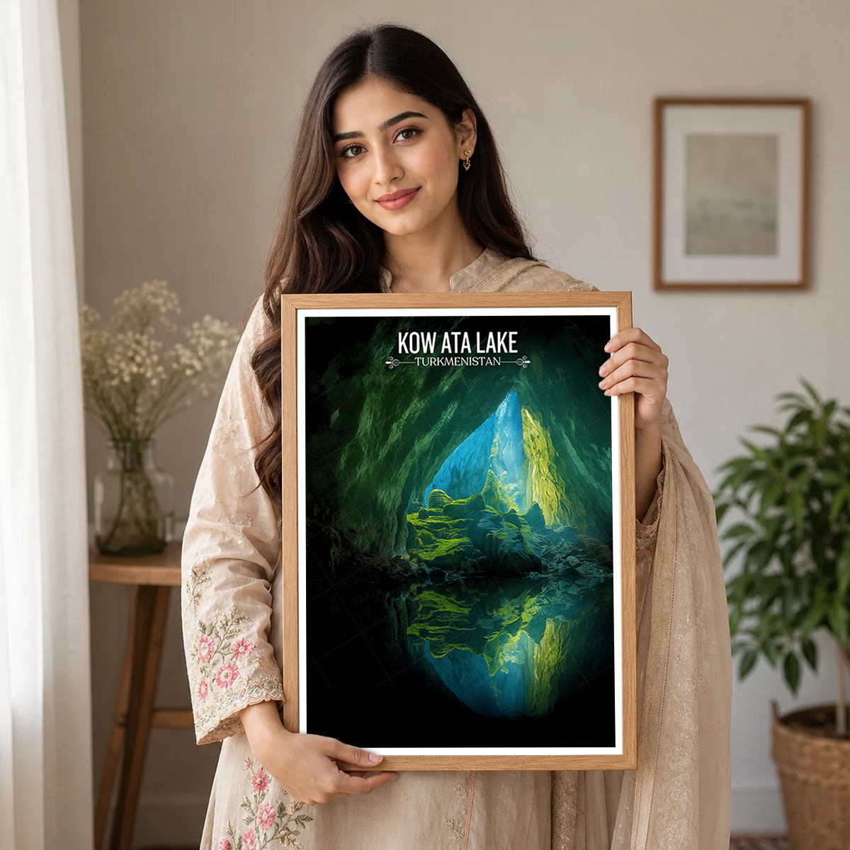 Kow Ata Underground Lake - Turkmenistan - Travel Poster Vintage Style Wall Art Print