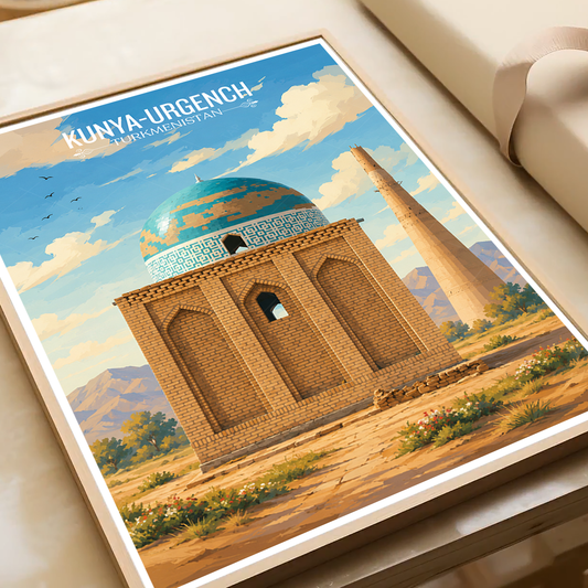 Kunya-Urgench - Turkmenistan - Travel Poster Vintage Style Wall Art Print - Art Print - Travel Art Poster