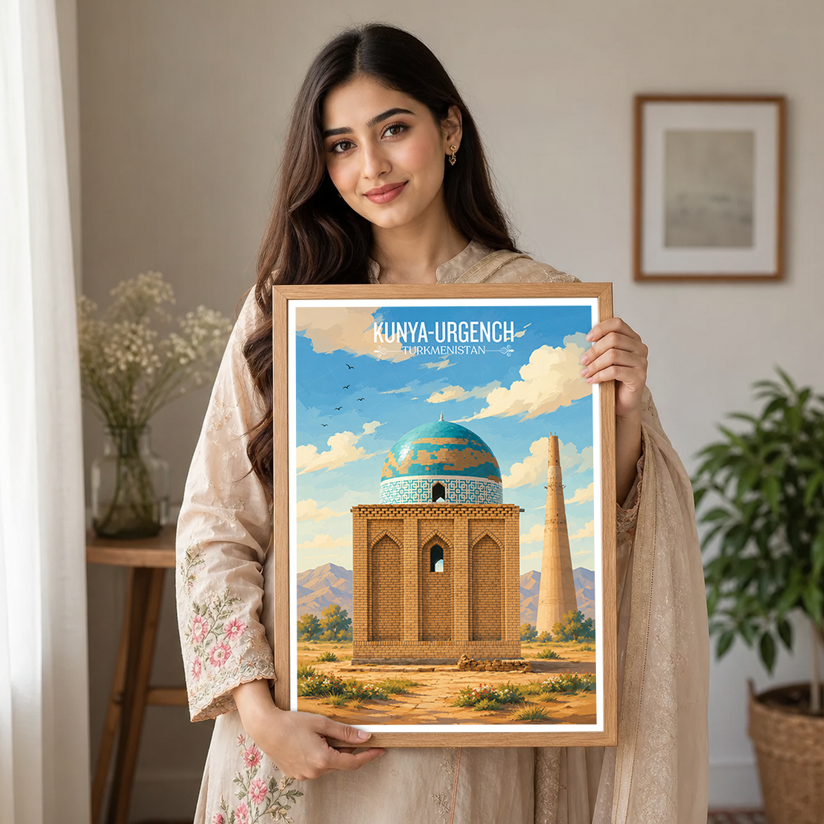 Kunya-Urgench - Turkmenistan - Travel Poster Vintage Style Wall Art Print