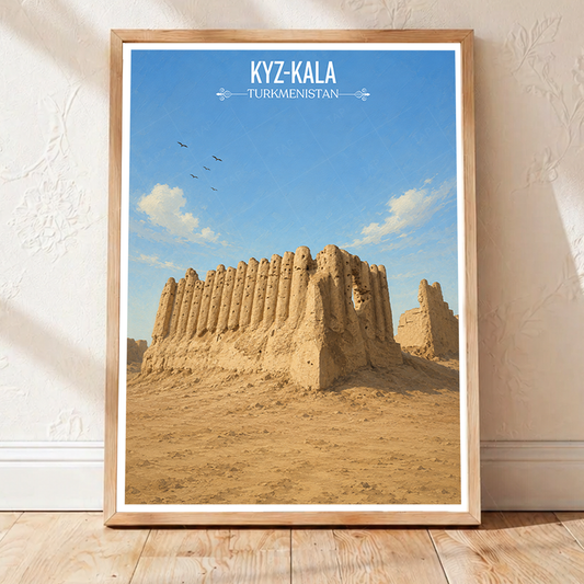 Kyz-Kala - Turkmenistan - Travel Poster Vintage Style Wall Art Print - Art Print - Travel Art Poster