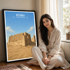 Kyz-Kala - Turkmenistan - Travel Poster Vintage Style Wall Art Print