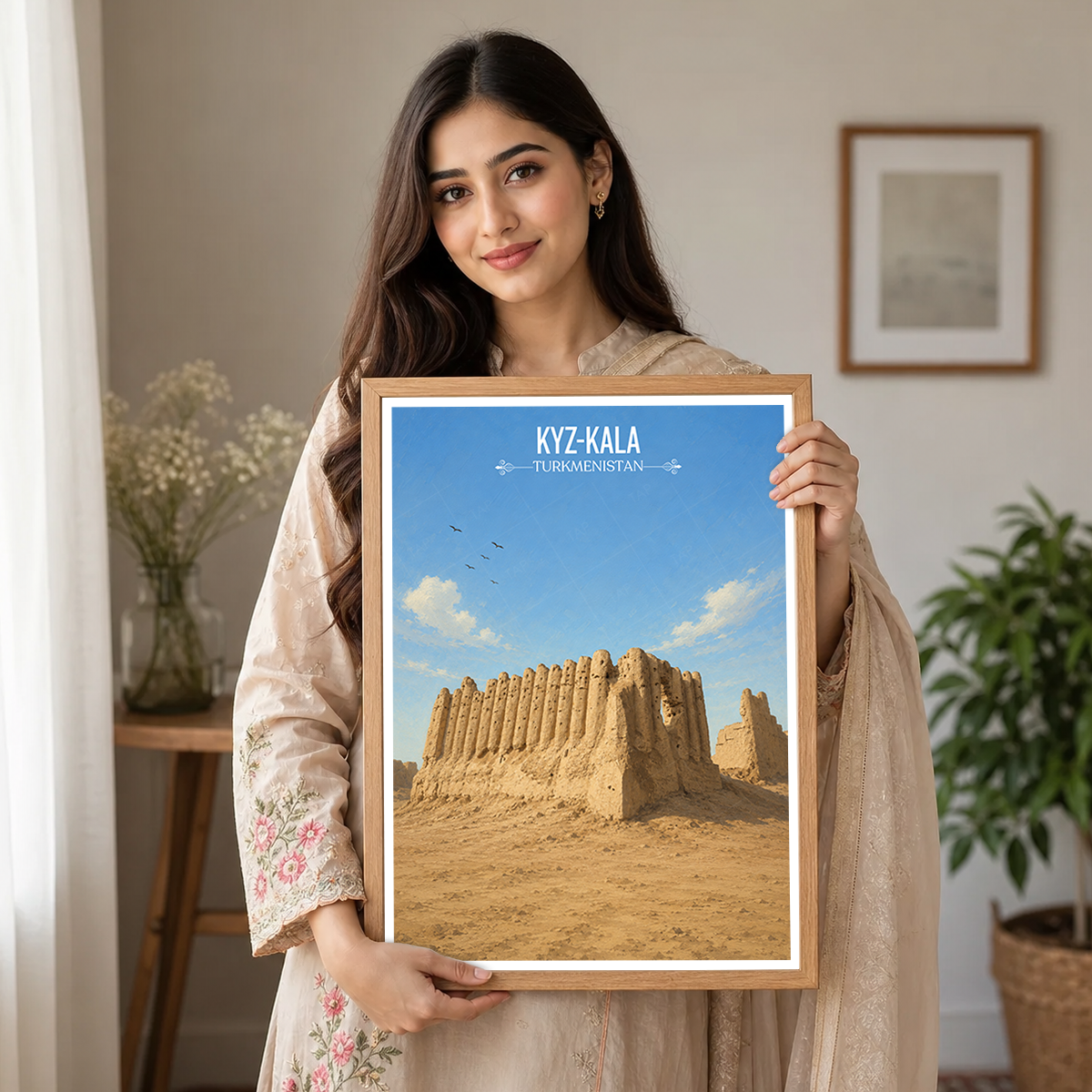 Kyz-Kala - Turkmenistan - Travel Poster Vintage Style Wall Art Print