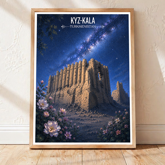Kyz-Kala - Turkmenistan - Travel Poster Vintage Style Wall Art Print - Art Print - Travel Art Poster