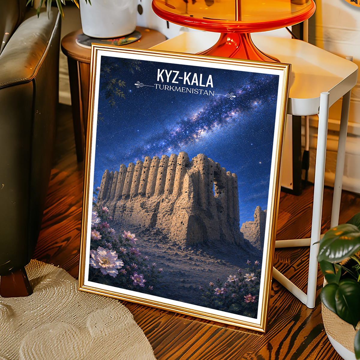 Kyz-Kala - Turkmenistan - Travel Poster Vintage Style Wall Art Print