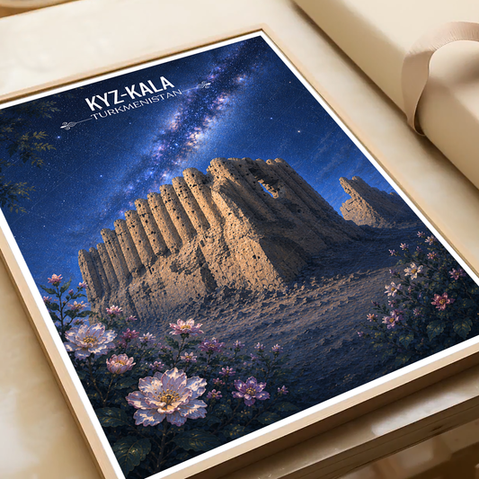 Kyz-Kala - Turkmenistan - Travel Poster Vintage Style Wall Art Print - Art Print - Travel Art Poster