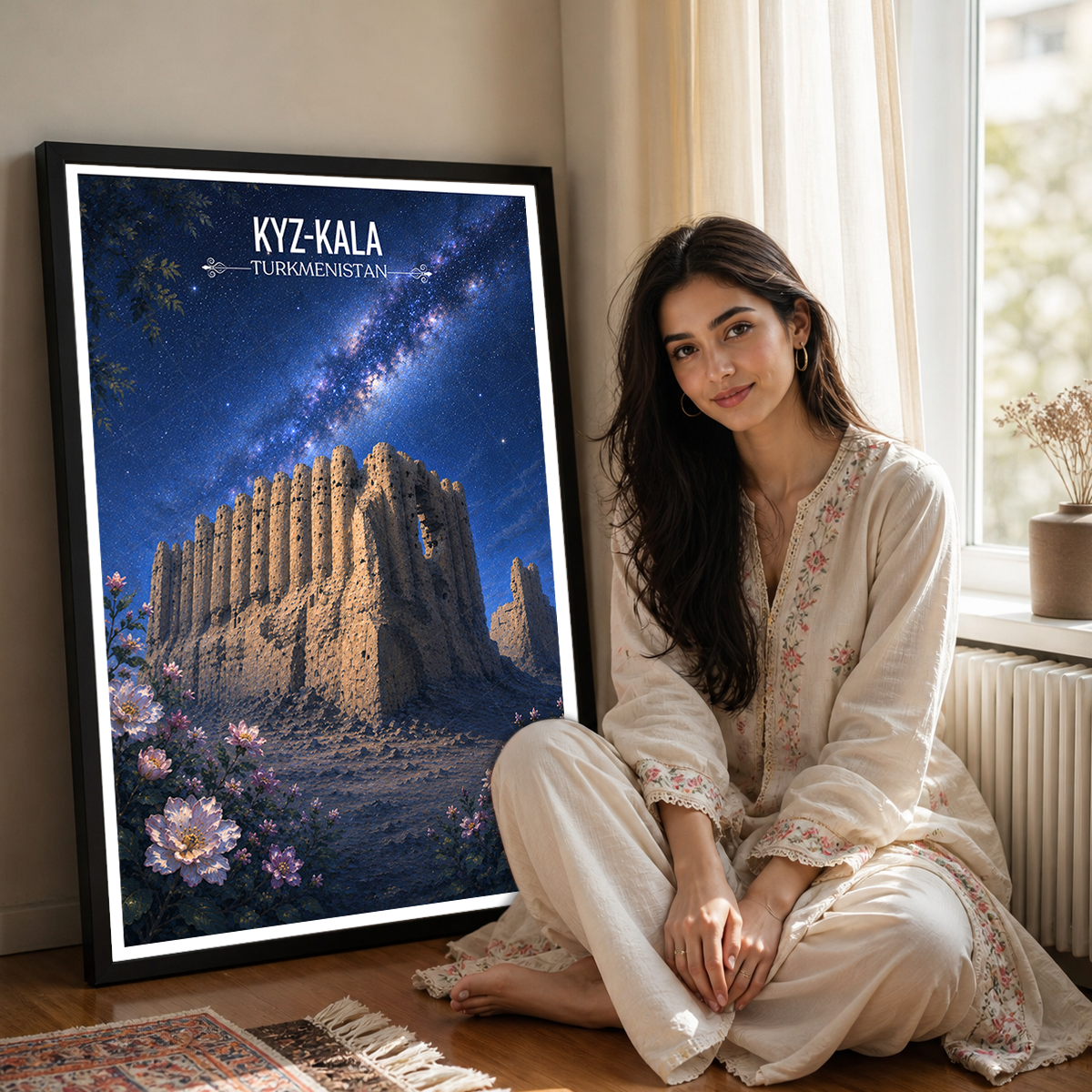 Kyz-Kala - Turkmenistan - Travel Poster Vintage Style Wall Art Print