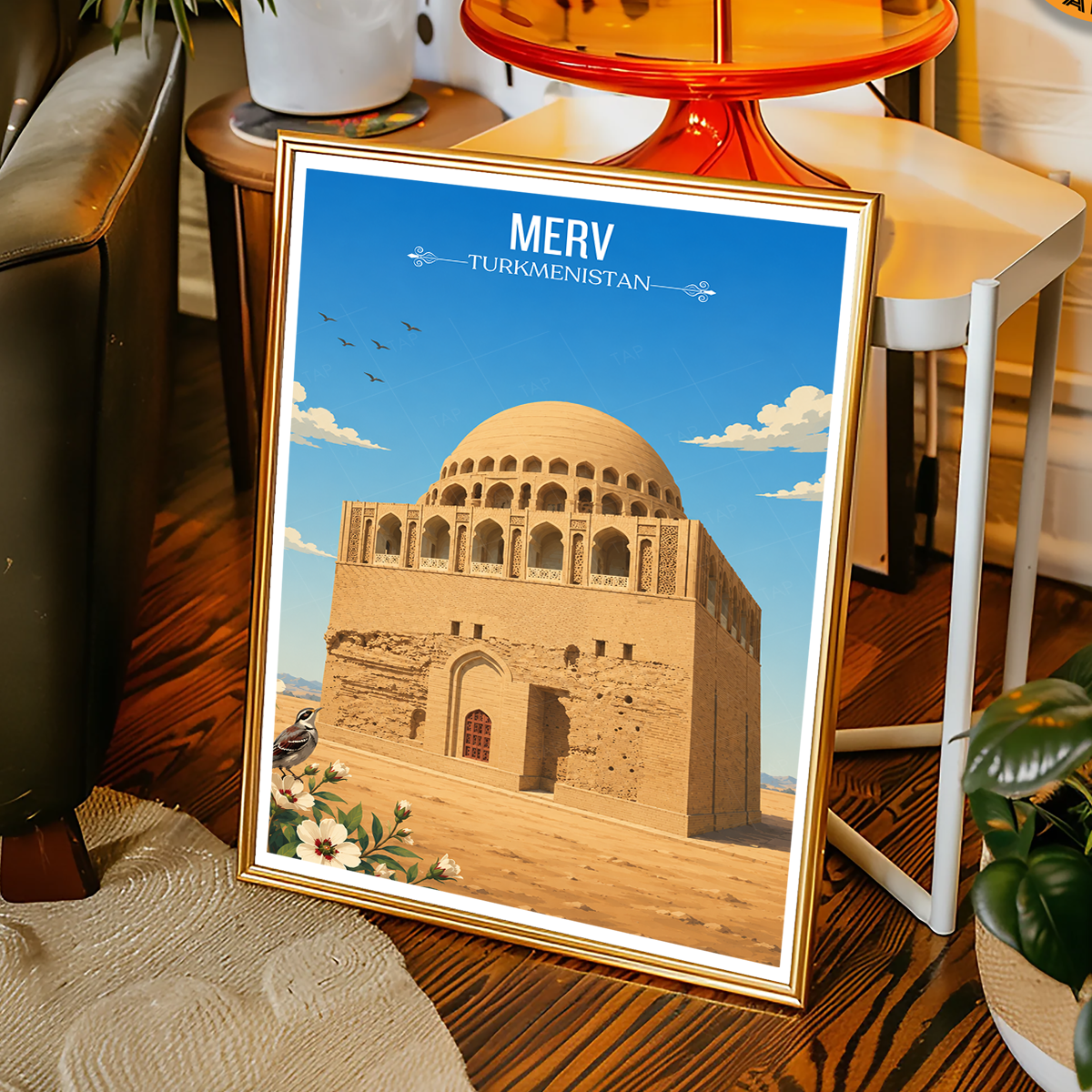 Merv - Turkmenistan - Travel Poster Vintage Style Wall Art Print