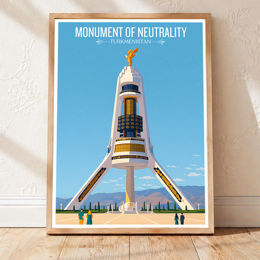 Monument of Neutrality - Turkmenistan - Travel Poster Vintage Style Wall Art Print - Art Print - Travel Art Poster