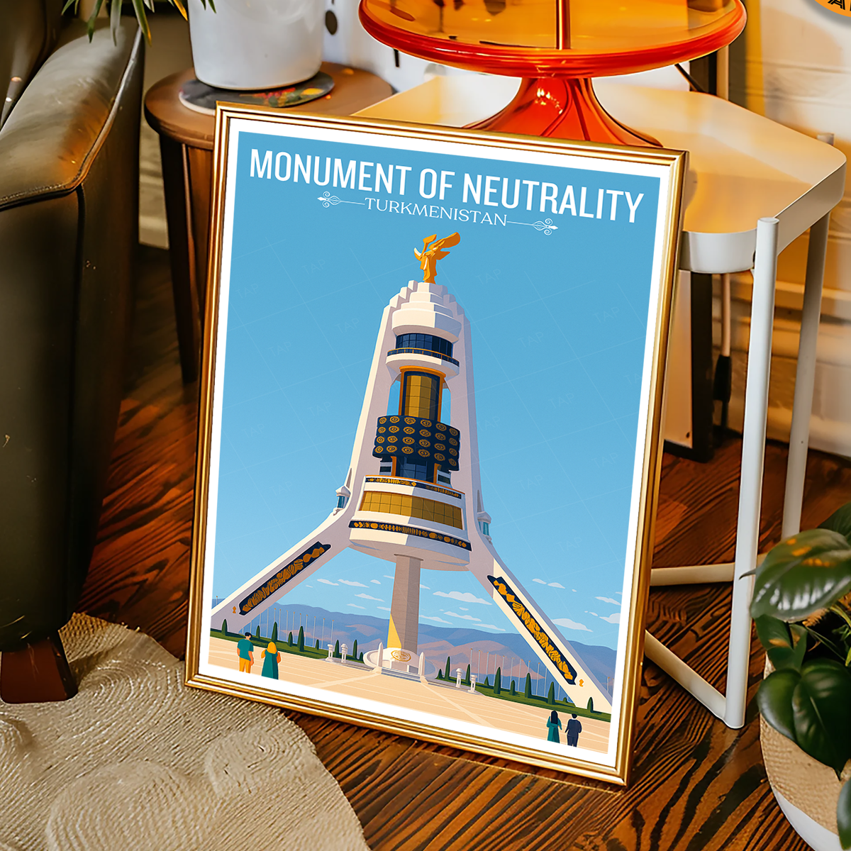 Monument of Neutrality - Turkmenistan - Travel Poster Vintage Style Wall Art Print