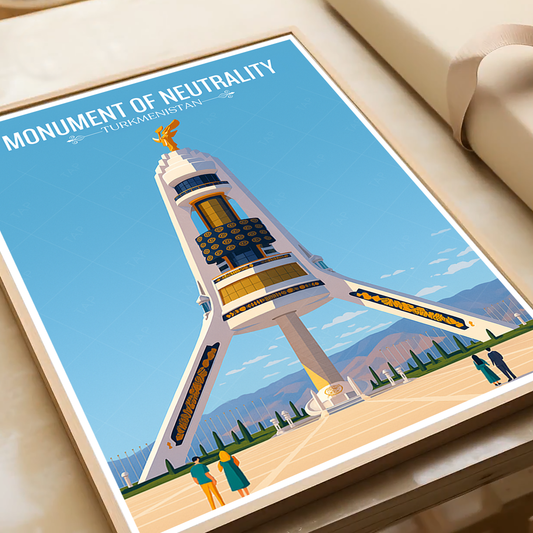 Monument of Neutrality - Turkmenistan - Travel Poster Vintage Style Wall Art Print - Art Print - Travel Art Poster