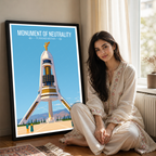Monument of Neutrality - Turkmenistan - Travel Poster Vintage Style Wall Art Print