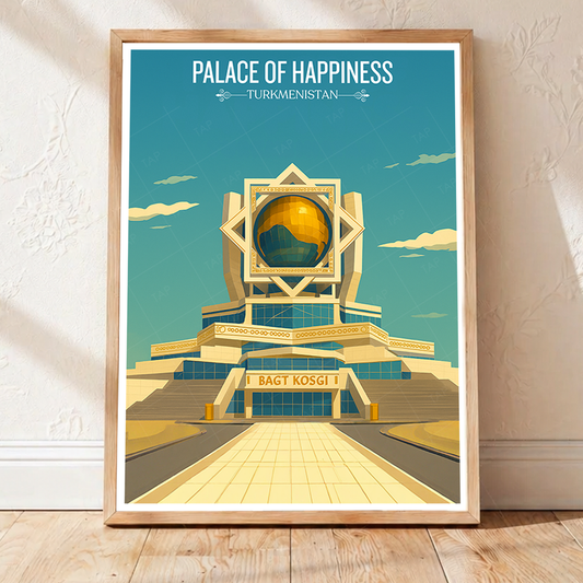 Palace of Happiness - Turkmenistan - Travel Poster Vintage Style Wall Art Print - Art Print - Travel Art Poster