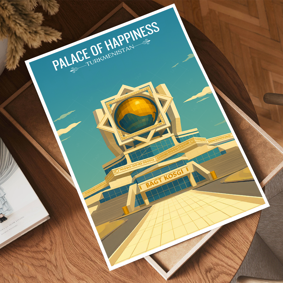 Palace of Happiness - Turkmenistan - Travel Poster Vintage Style Wall Art Print