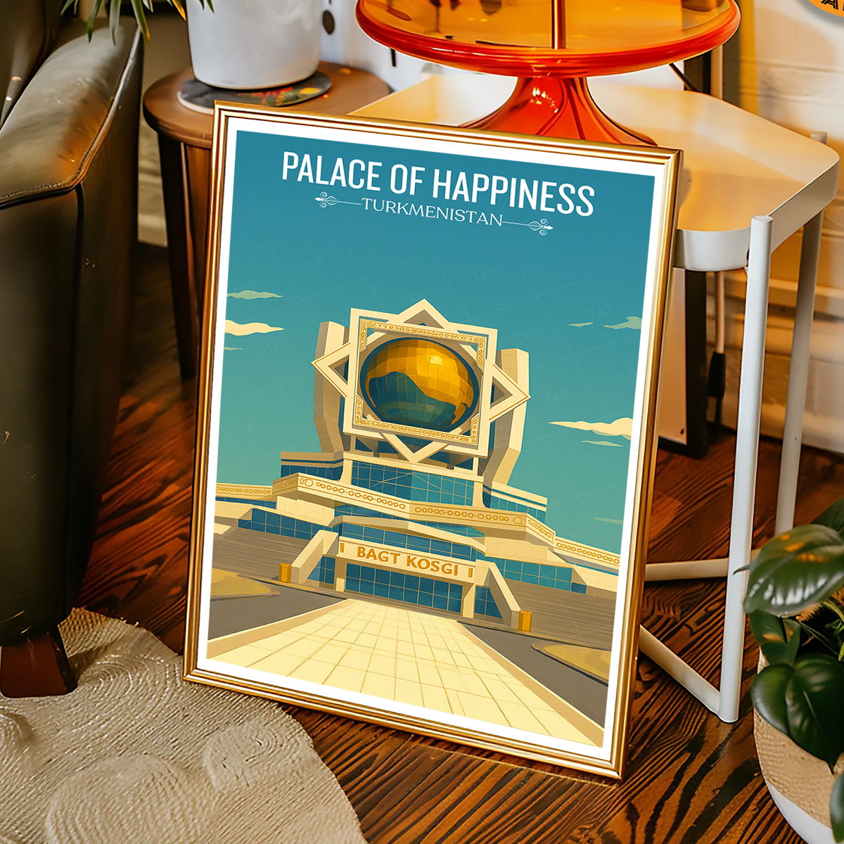 Palace of Happiness - Turkmenistan - Travel Poster Vintage Style Wall Art Print