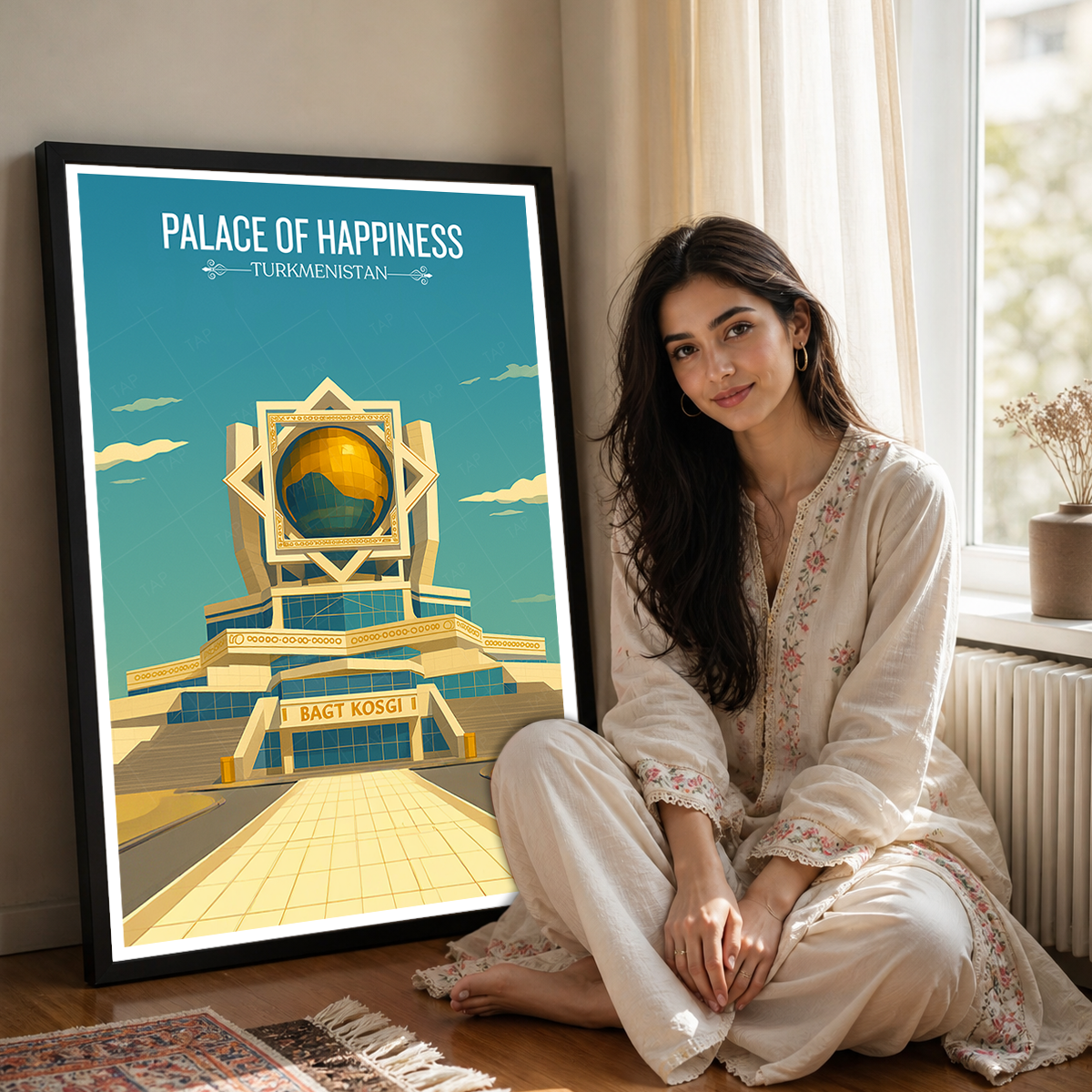 Palace of Happiness - Turkmenistan - Travel Poster Vintage Style Wall Art Print