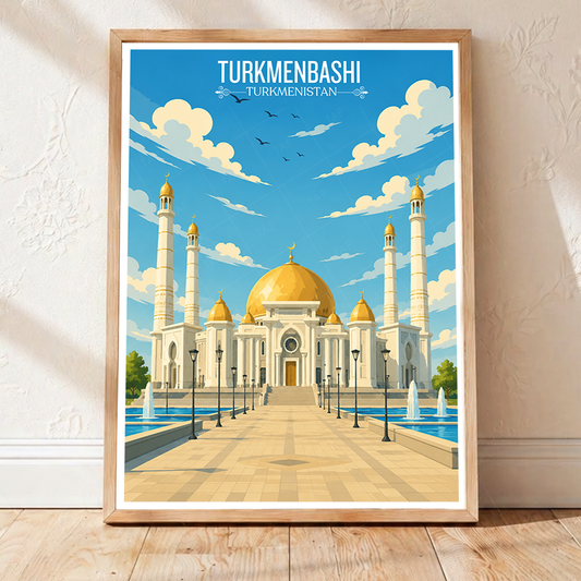 Turkmenbashi - Turkmenistan - Travel Poster Vintage Style Wall Art Print - Art Print - Travel Art Poster