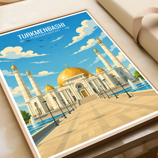 Turkmenbashi - Turkmenistan - Travel Poster Vintage Style Wall Art Print - Art Print - Travel Art Poster