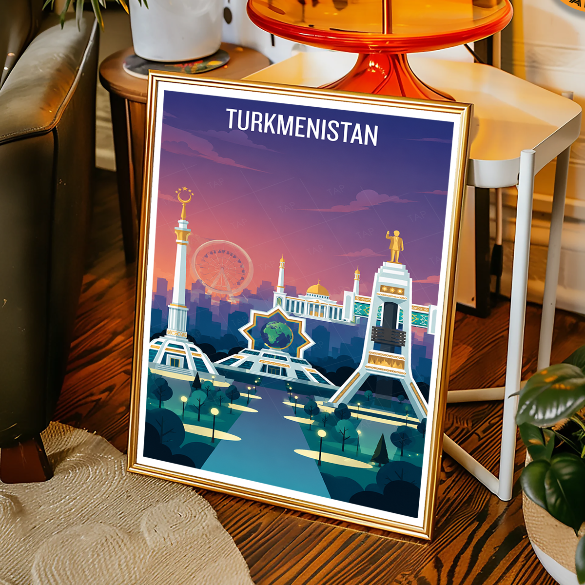 Turkmenistan - Travel Poster Vintage Style Wall Art Print