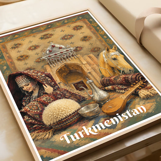 Turkmenistan - Travel Poster Vintage Style Wall Art Print - Art Print - Travel Art Poster