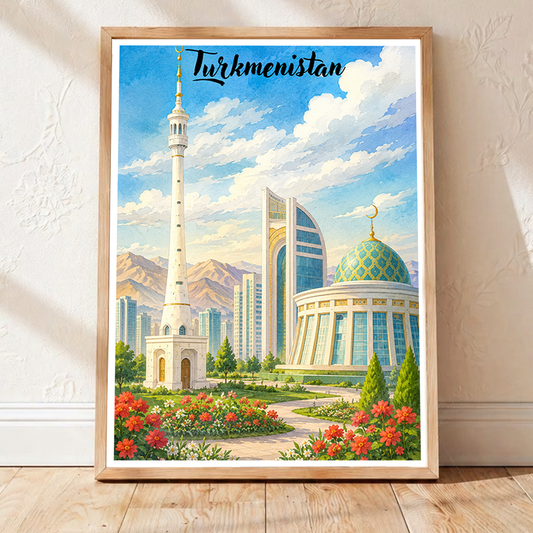 Turkmenistan - Travel Poster Vintage Style Wall Art Print - Art Print - Travel Art Poster