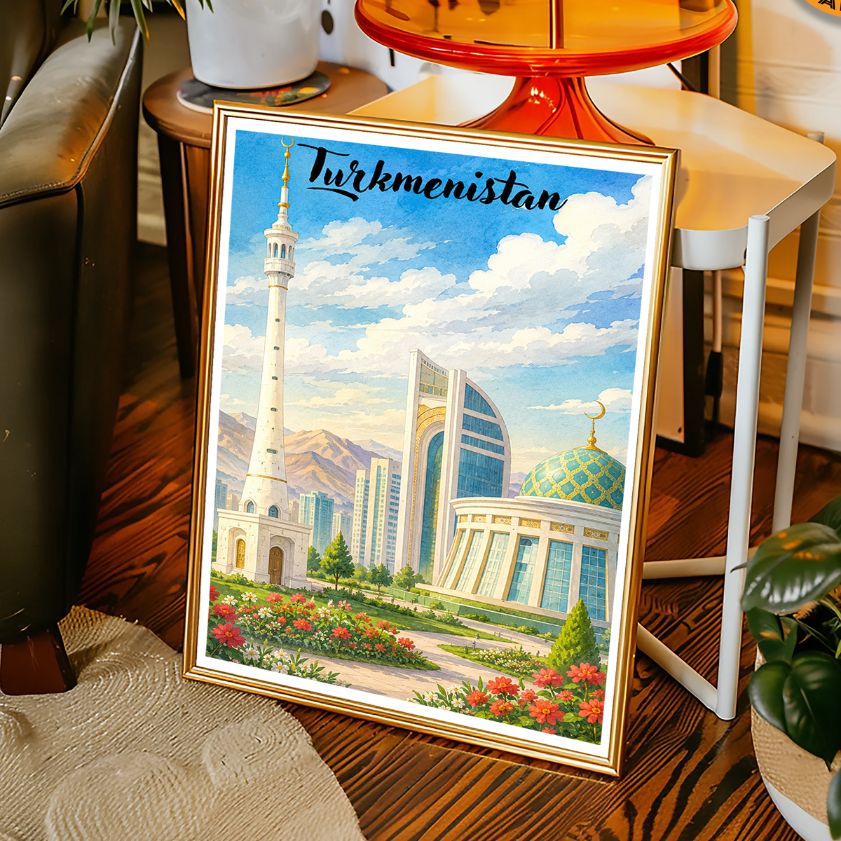 Turkmenistan - Travel Poster Vintage Style Wall Art Print