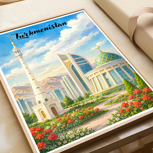 Turkmenistan - Travel Poster Vintage Style Wall Art Print - Art Print - Travel Art Poster