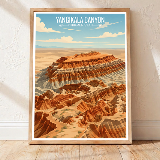 Yangikala Canyon - Turkmenistan - Travel Poster Vintage Style Wall Art Print - Art Print - Travel Art Poster