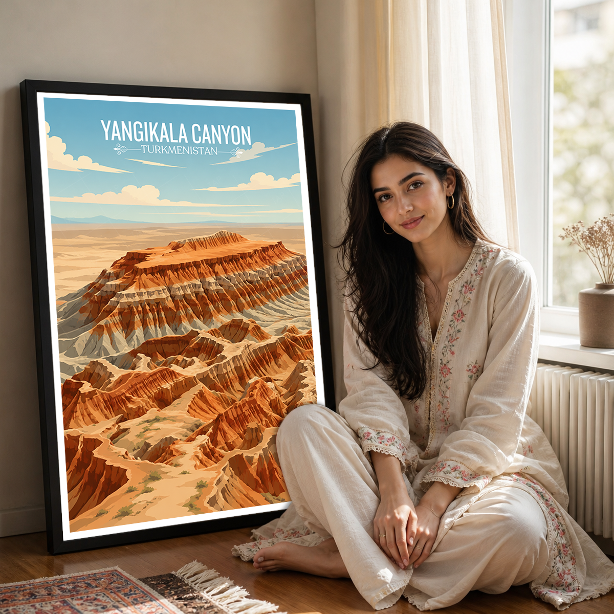 Yangikala Canyon - Turkmenistan - Travel Poster Vintage Style Wall Art Print