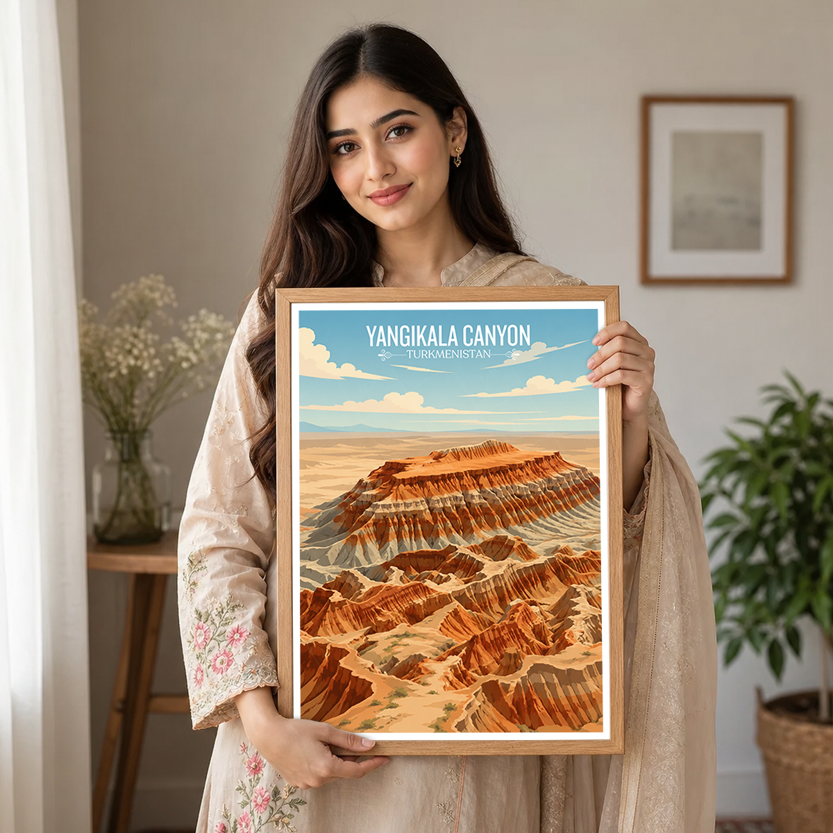 Yangikala Canyon - Turkmenistan - Travel Poster Vintage Style Wall Art Print