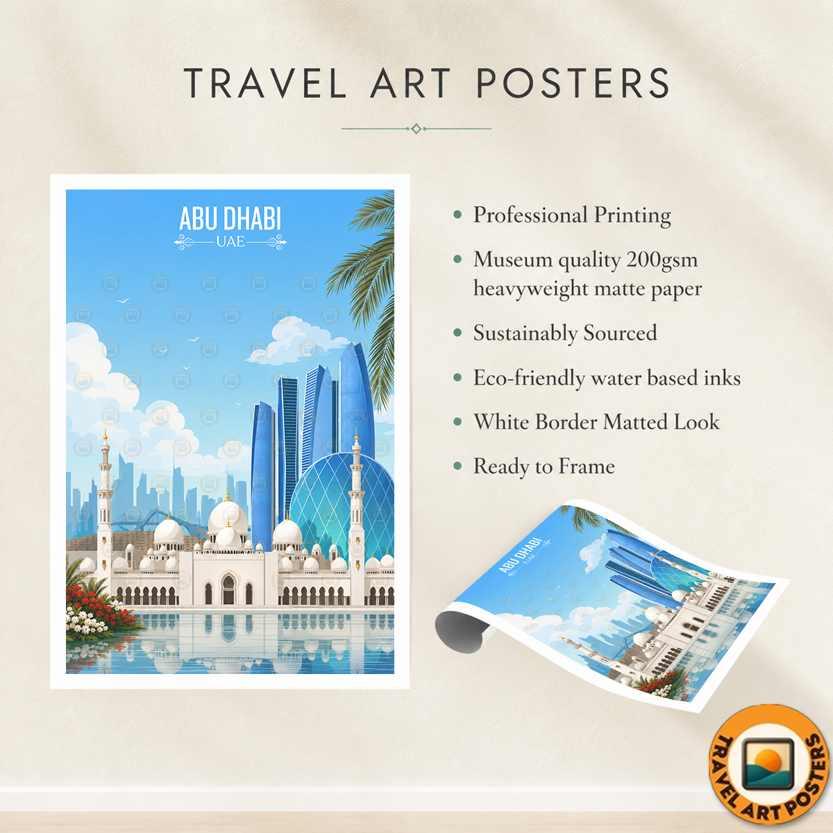 Abu Dhabi - UAE - Travel Art Print Wall Deco Poster
