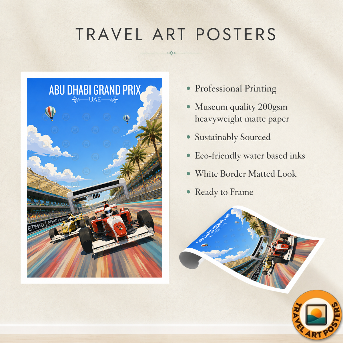 Abu Dhabi Grand Prix - UAE - Travel Art Print Wall Deco Poster